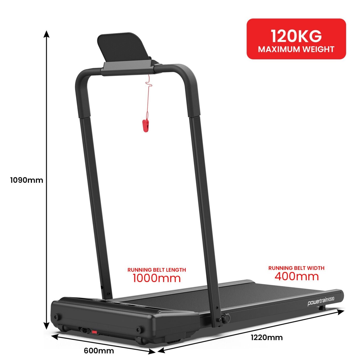 Powertrain K500 Walking Pad Treadmill 2 in 1 Foldable Walking & Running Machine w/2.5HP Motor Dual LED Displays 2 Level 3 Powertrain K500 Walking Pad Treadmill 2 in 1 Foldable Walking & Running Machine w/2.5HP Motor Dual LED Displays 2 Level - image 3