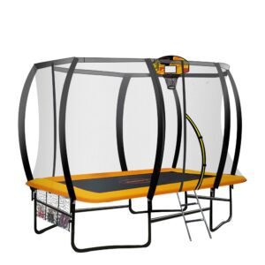 Kahuna 6 Ft X 9 Ft Rectangular Outdoor Trampoline With Basketball Set – Orange