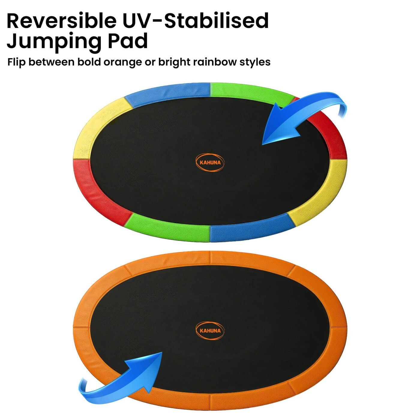 Kahuna 10 ft x 15 ft Oval Outdoor Trampoline L.E.D. Basketball Set Reversible Rainbow & Orange Safety Pad Safety Net Ladder 5 Kahuna 10 ft x 15 ft Oval Outdoor Trampoline L.E.D. Basketball Set Reversible Rainbow & Orange Safety Pad Safety Net Ladder - image 5
