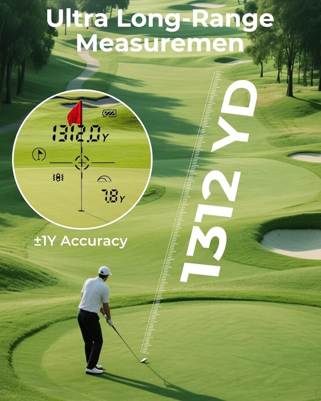 Golf Rangefinder with Slope, CIGMAN 1312 Yards Range Finder Golf, External Color Display, Flag Lock Vibration, 6X Magnification, Rechargeable Laser Range Finder with Magnetic 3 Golf Rangefinder with Slope, CIGMAN 1312 Yards Range Finder Golf, External Color Display, Flag Lock Vibration, 6X Magnification, Rechargeable Laser Range Finder with Magnetic - image 3