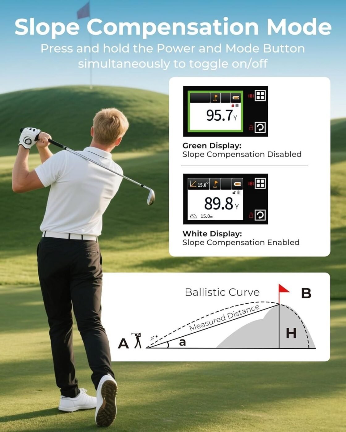 Golf Rangefinder with Slope, CIGMAN 1312 Yards Range Finder Golf, 2.4-inch External Color Touchscreen, Flag Lock Vibration, 6X Magnification, Rechargeable Range Finder, Ideal Golf Accessories 3 Golf Rangefinder with Slope, CIGMAN 1312 Yards Range Finder Golf, 2.4-inch External Color Touchscreen, Flag Lock Vibration, 6X Magnification, Rechargeable Range Finder, Ideal Golf Accessories - image 3
