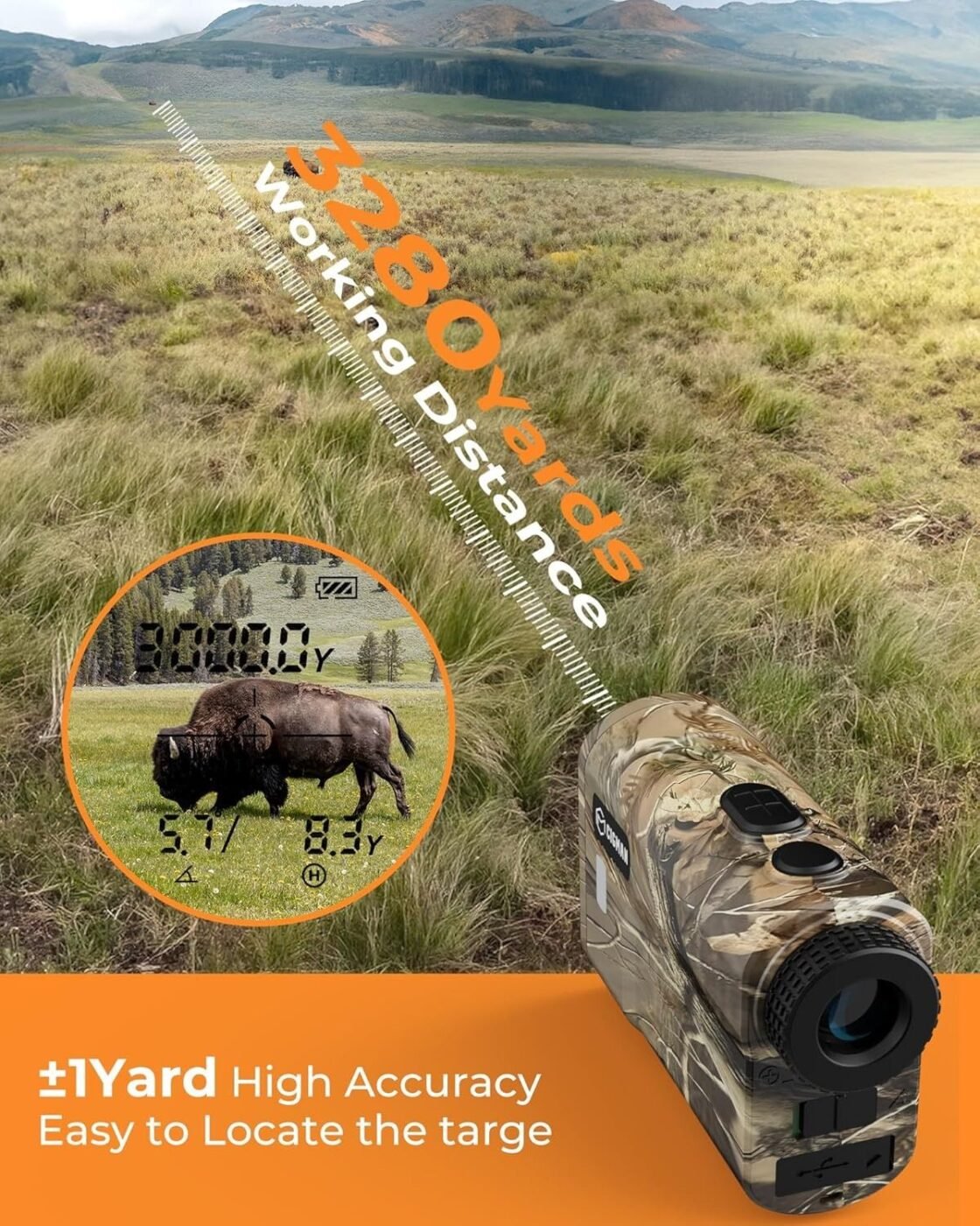 Ultra Long Range & Fast Accuracy: CIGMAN upgraded range finder measures from 5 to 3280 yards with an accuracy of ±1 yard, giving you reliable data in under 1 second. The multi-coated lens and 6x magnification deliver a bright, crisp view, even in dense wo 2 Ultra Long Range & Fast Accuracy: CIGMAN upgraded range finder measures from 5 to 3280 yards with an accuracy of ±1 yard, giving you reliable data in under 1 second. The multi-coated lens and 6x magnification deliver a bright, crisp view, even in dense wo - image 2