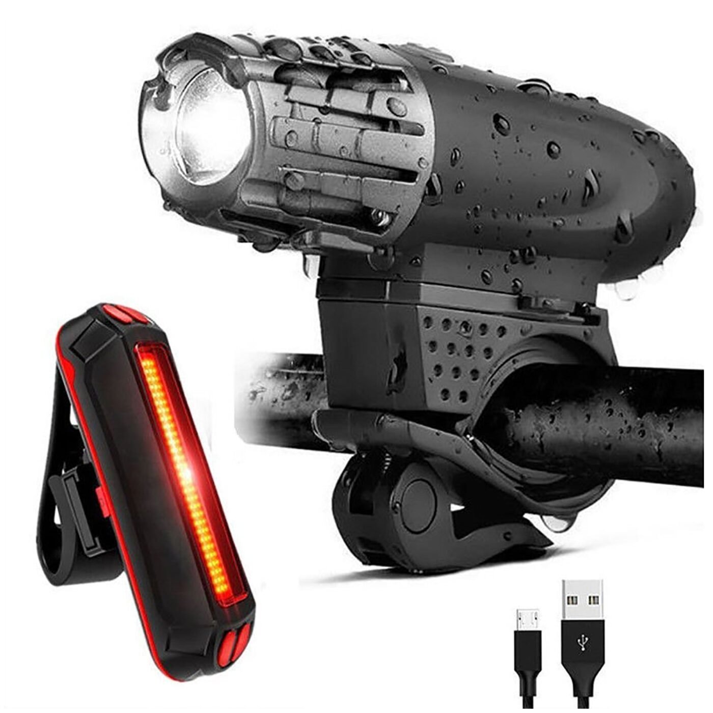 Rechargeable LED Bicycle Light USB Waterproof Cycle Headlight-Taillight Combinations 1 Rechargeable LED Bicycle Light USB Waterproof Cycle Headlight-Taillight Combinations