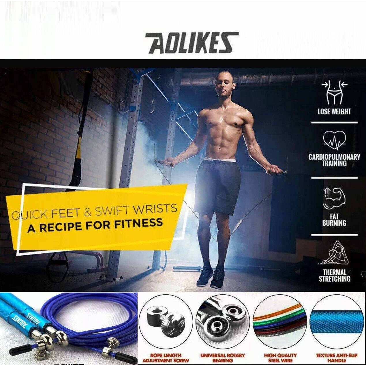 Aolikes Adjustable High Speed Steel Skipping Jump Rope Dual Bearings Gym Boxing - Green 3 Aolikes Adjustable High Speed Steel Skipping Jump Rope Dual Bearings Gym Boxing – Green - image 3