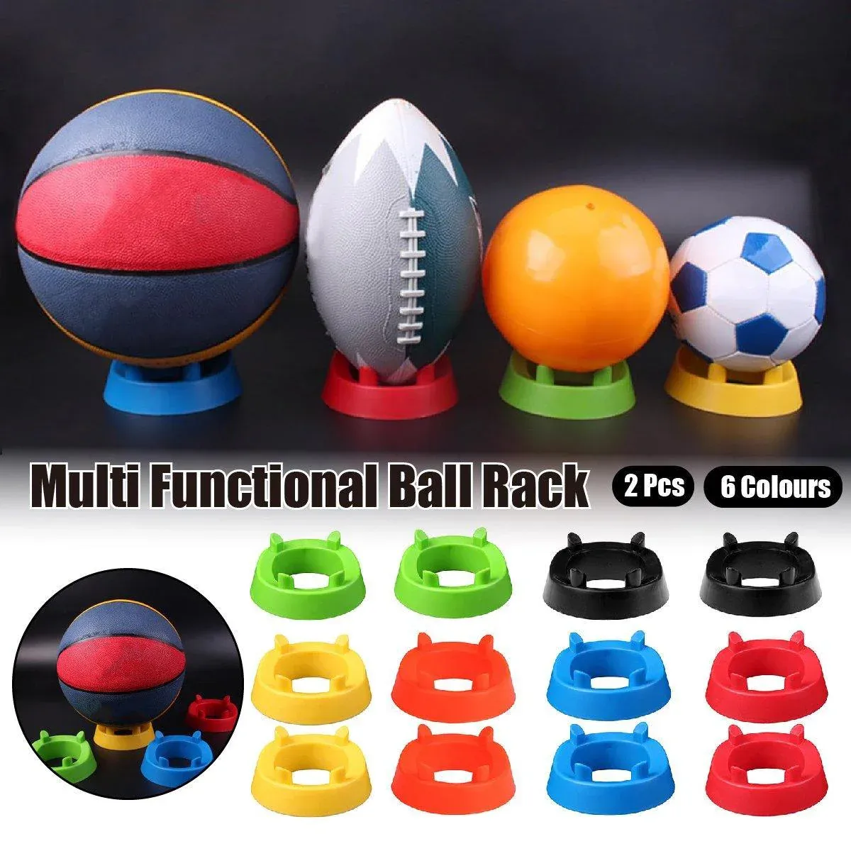 2PCS Football Basketball Volleyball Storage Stand Multi-Functional Ball Holder - Black 2 2PCS Football Basketball Volleyball Storage Stand Multi-Functional Ball Holder - Black - Image 2
