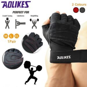 L Size Weight Lifting Gloves Gym Bodybuilding Fitness Workout Cycling Crossfit Men – One Pair Grey