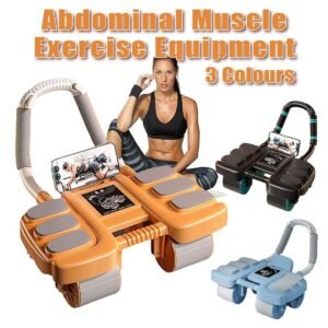 Four Wheel Abdominal Exercise Roller Elbow Support for Core Strength Training – Blue