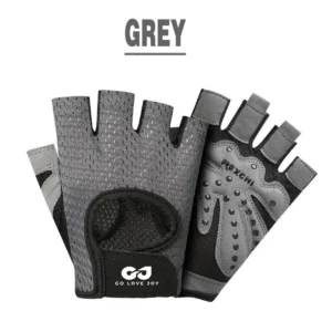 L Size Women Fitness Gym Training Gloves Half Finger Gel Weight Lifting Workout Gloves – Grey