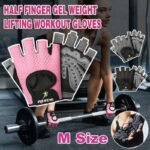 M Size Women Fitness Gym Training Gloves Half Finger Gel Weight Lifting Workout Gloves – Pink