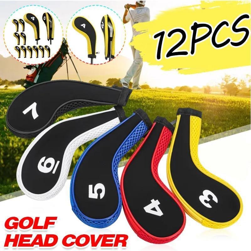 12Pcs Golf Head Cover Iron Putter Driver Headcover Protective Set Club Covers - Red 1 12Pcs Golf Head Cover Iron Putter Driver Headcover Protective Set Club Covers – Red
