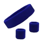 Wristbands Headband Sweatbands Sweat Band For Sport Tennis Badminton Yoga Cotton – Blue