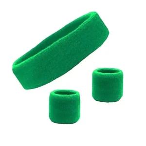 Wristbands Headband Sweatbands Sweat Band For Sport Tennis Badminton Yoga Cotton – Green