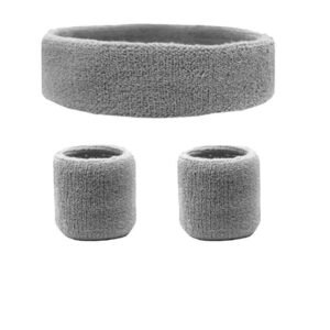 Wristbands Headband Sweatbands Sweat Band For Sport Tennis Badminton Yoga Cotton – Grey