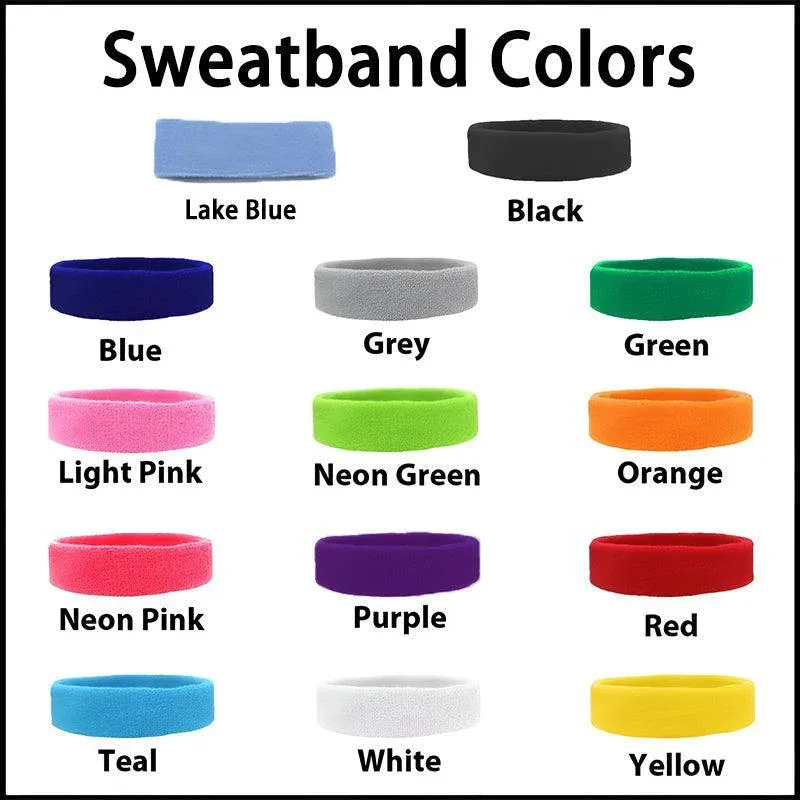 Wristbands Headband Sweatbands Sweat Band For Sport Tennis Badminton Yoga Cotton - Lake Blue 4 Wristbands Headband Sweatbands Sweat Band For Sport Tennis Badminton Yoga Cotton – Lake Blue - image 4