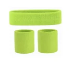 Wristbands Headband Sweatbands Sweat Band For Sport Tennis Badminton Yoga Cotton – Neon Green
