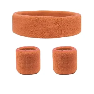 Wristbands Headband Sweatbands Sweat Band For Sport Tennis Badminton Yoga Cotton – Orange