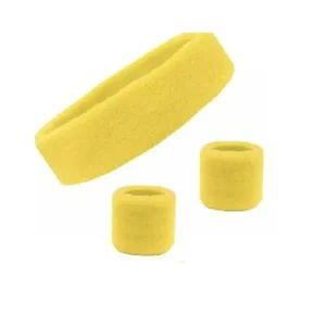 Wristbands Headband Sweatbands Sweat Band For Sport Tennis Badminton Yoga Cotton – Yellow