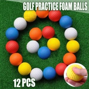 Indoor Outdoor Golf Training Foam Balls 12 Pack PU Soft Practice Accessories – Red