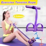 Multi-Function Exercise Tension Rope Foot Pedal Resistance Fitness Pull Bands – Pink