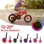 12–20 Inch Bike Training Wheels Flashing PVC Silent Stabilizer Auxiliary Support – Black