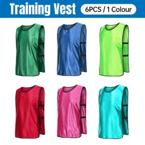 6X Sports Training Bibs Soccer Vests Group Team Bibs Basketball Cricket Football - Dark Blue-M
