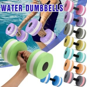 Water Dumbbell Aquatic Exercise Dumbell Water Aerobics Workouts Barbell – Grey-Pink