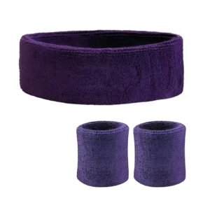 Wristbands Headband Sweatbands Sweat Band For Sport Tennis Badminton Yoga Cotton – Purple