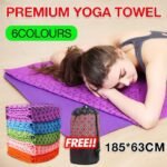Non Slip Yoga Towel Mat Microfiber Fitness Gym Exercise Blanket with Carry Bag – Light Purple