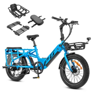 Progear Bikes E-Moover Cargo Bike + Transporter Kit – Electric Blue