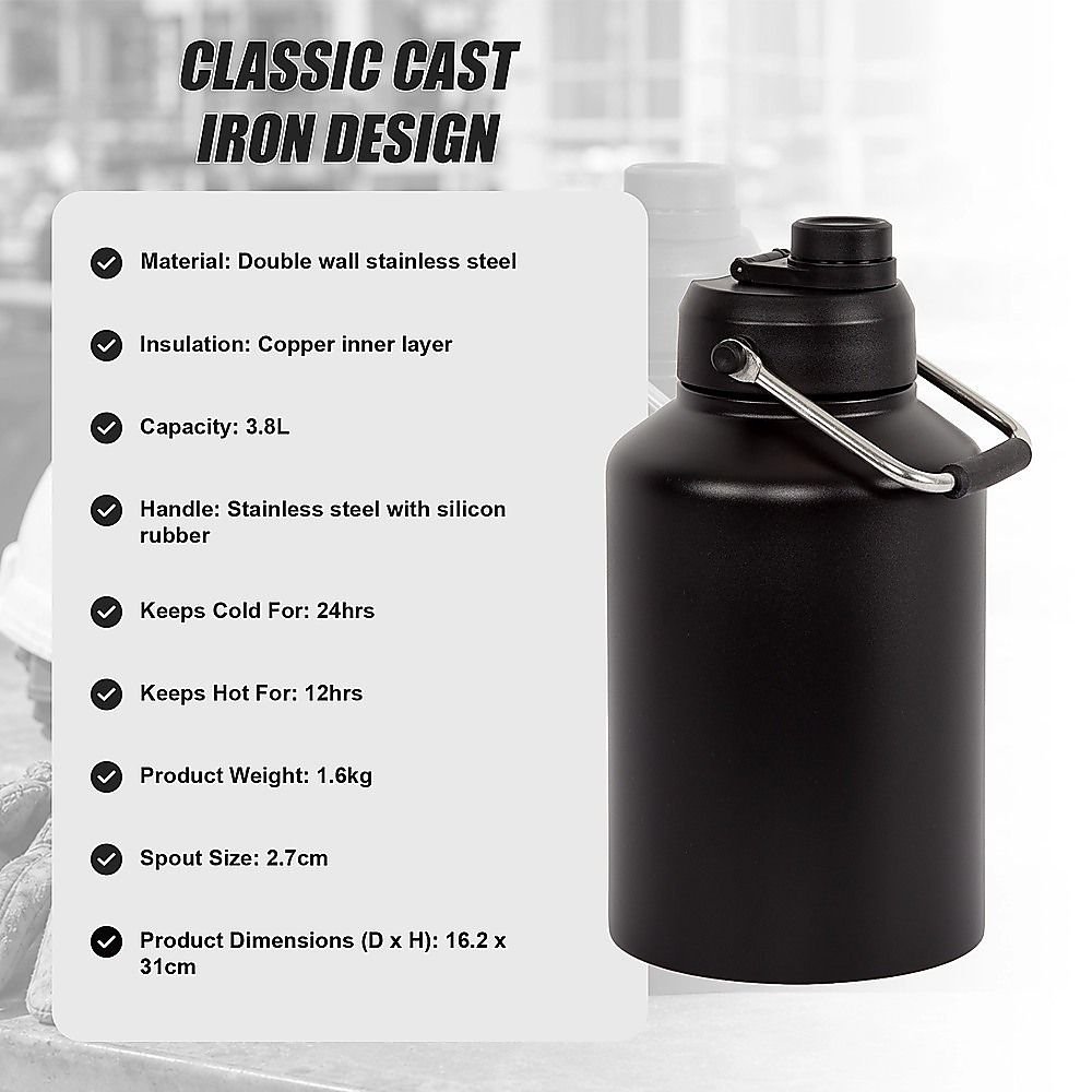 3.8L Double Wall Insulated Stainless Steel Water Bottle – Large Hot & Cold Drink Jug 5 3.8L Double Wall Insulated Stainless Steel Water Bottle – Large Hot & Cold Drink Jug - image 5