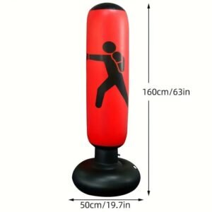1Pc Inflatable Fitness Boxing Bag Stand – Durable Martial Arts Training Aid(Red)