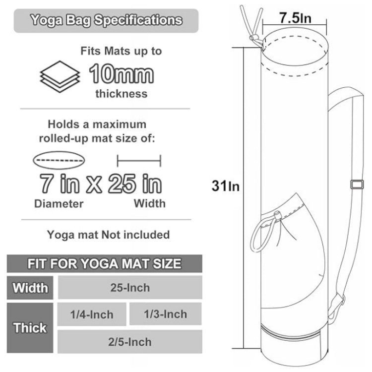 Black Professional Yoga Mat Carrying Bag - 31 Inch Large Capacity Fitness Storage Pouch with Adjustable Shoulder Strap and Accessory Pocket - Fits Mats up to 10mm Thickness 4 Black Professional Yoga Mat Carrying Bag – 31 Inch Large Capacity Fitness Storage Pouch with Adjustable Shoulder Strap and Accessory Pocket – Fits Mats up to 10mm Thickness - image 4