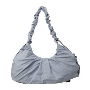 Blue Large Capacity Ruched Travel Duffel Bag – Stylish Yoga Mat Storage Shoulder Bag – Lightweight Gym Fitness Tote with Drawstring Detail for Weekend Getaways and Sports