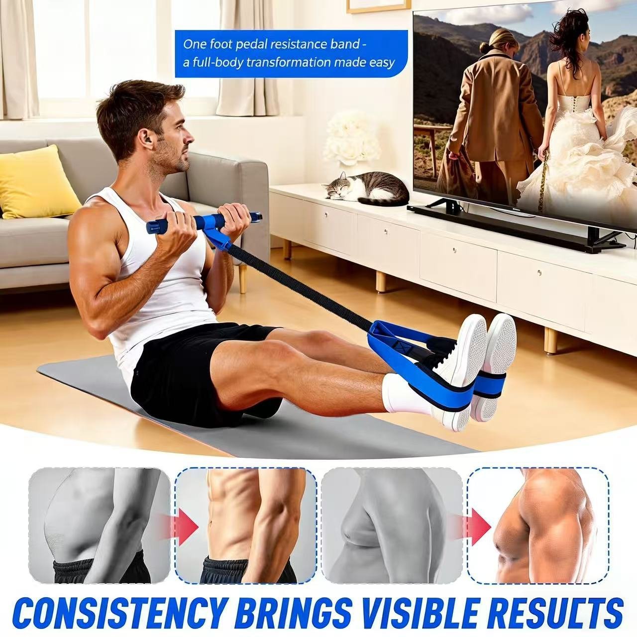 Purple Multifunctional Pedal Resistance Band - Home Fitness Sit-up Assistant with Foot Pedals and Elastic Pull Rope - Full Body Workout Equipment for Abs, Arms, Legs and Glutes 3 Purple Multifunctional Pedal Resistance Band – Home Fitness Sit-up Assistant with Foot Pedals and Elastic Pull Rope – Full Body Workout Equipment for Abs, Arms, Legs and Glutes - image 3