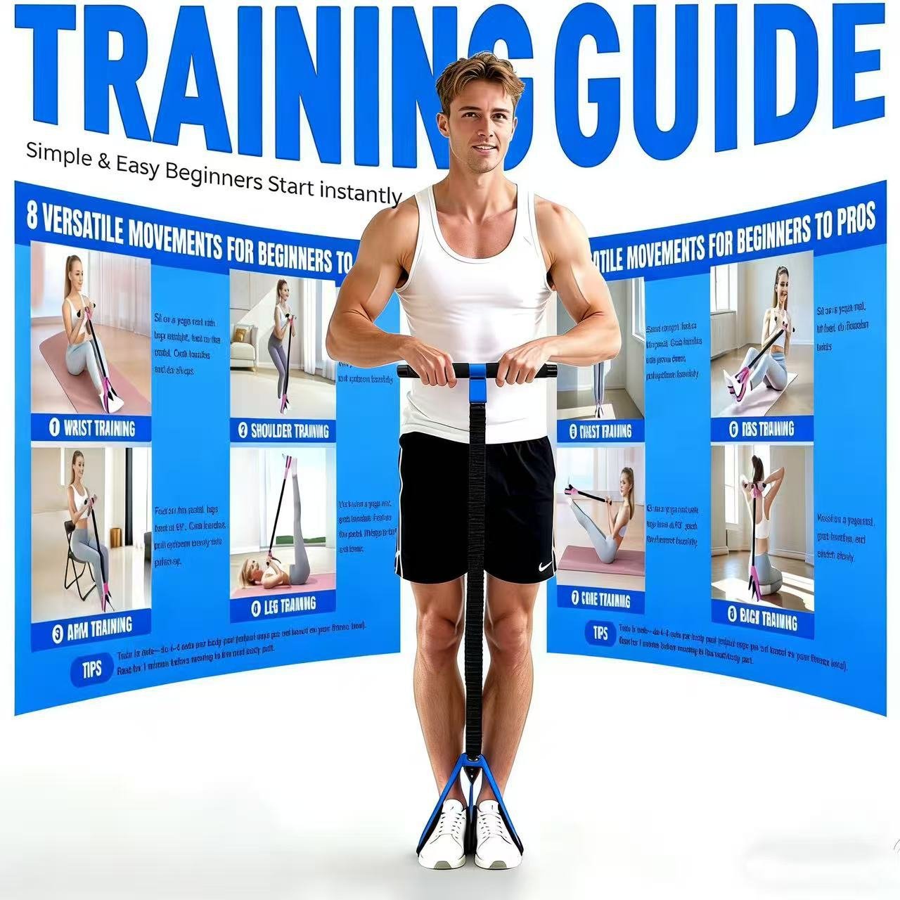 Yellow Multifunctional Pedal Resistance Band - Home Fitness Sit-up Assistant with Foot Pedals and Elastic Pull Rope - Full Body Workout Equipment for Abs, Arms, Legs and Glutes 4 Yellow Multifunctional Pedal Resistance Band – Home Fitness Sit-up Assistant with Foot Pedals and Elastic Pull Rope – Full Body Workout Equipment for Abs, Arms, Legs and Glutes - image 4