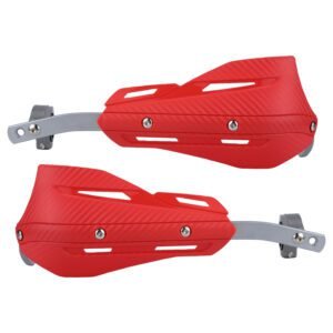 Professional Universal Motorcycle Handguards for Honda CC110 Cross Cub – Heavy Duty Aluminum Alloy Anti-Collision Brush Guards, Carbon Fiber Style Handlebar Protectors for Dirt Bikes and Off-Road Motorcycles – 1 Pair—Red