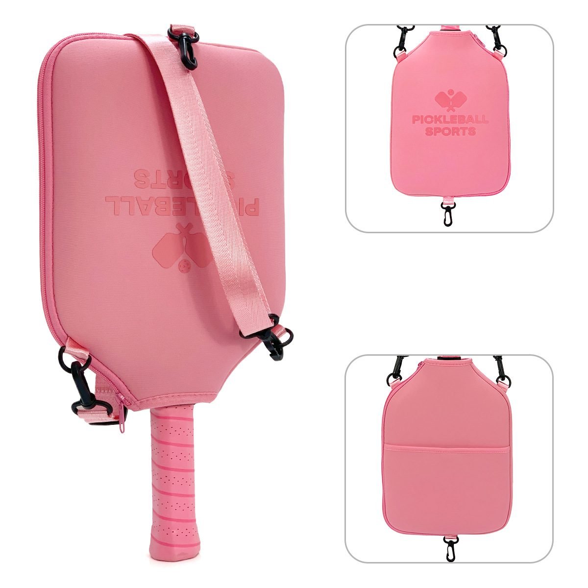SA03 Pink Neoprene Pickleball Paddle Cover (racket not included) - Protective Crossbody Bag with Adjustable Shoulder Strap and Fence Hook - Universal Lightweight Paddle Case for All Skill Levels 1 SA03 Pink Neoprene Pickleball Paddle Cover (racket not included) – Protective Crossbody Bag with Adjustable Shoulder Strap and Fence Hook – Universal Lightweight Paddle Case for All Skill Levels