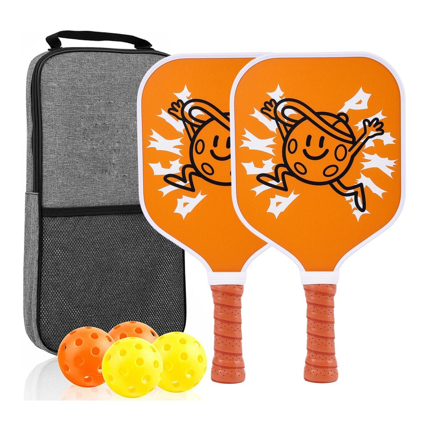 【RT-010】Fiberglass Pickleball Paddle Set of 2 with 4 Balls and Carry Bag - 185g Single Paddle Weight - Beginner Friendly Starter Kit with Non-Slip Cushion Grip for Adults Kids and Outdoor Family Fun 1 【RT-010】Fiberglass Pickleball Paddle Set of 2 with 4 Balls and Carry Bag – 185g Single Paddle Weight – Beginner Friendly Starter Kit with Non-Slip Cushion Grip for Adults Kids and Outdoor Family Fun