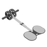 Grey Assisted Rebound Ab Roller with Foldable Knee Pad – Dual Wheel Core Trainer for Home Gym