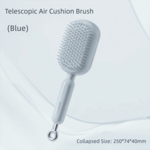 Blue Innovative Self-Cleaning Cushion Hairbrush – Retractable Bristle Detangling & Scalp Massager