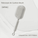 White Innovative Self-Cleaning Cushion Hairbrush – Retractable Bristle Detangling & Scalp Massager
