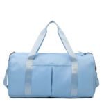 Blue Large Capacity Travel Duffel Bag – Wet & Dry Separation, Shoe Compartment, and Luggage Sleeve for Gym, Yoga, and Short Trips