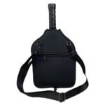 Black Neoprene Pickleball Paddle Cover – Waterproof Side Pocket Design, Shoulder Bag Style