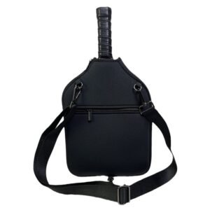 Black Neoprene Pickleball Paddle Cover – Waterproof Side Pocket Design, Shoulder Bag Style