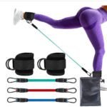 Red-blue-green Black SnapResistance Bands Set with Ankle Straps for Glute Kickbacks & Leg Workouts (10-30lbs)