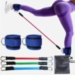 Blue Silver SnapResistance Bands Set with Ankle Straps for Glute Kickbacks & Leg Workouts (10-30lbs)