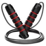 5 PCS Black-red Adjustable Steel Wire Speed Jump Rope Set – Professional Fitness Rope with Ball Bearings for Cardio, Boxing & Workout