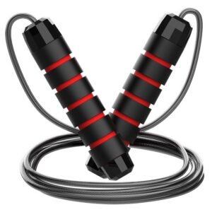 5 PCS Black-red Adjustable Steel Wire Speed Jump Rope Set – Professional Fitness Rope with Ball Bearings for Cardio, Boxing & Workout
