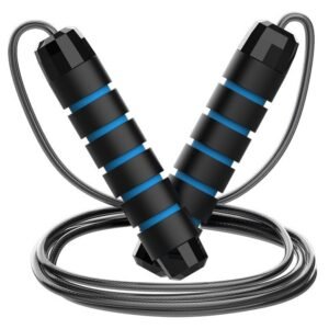5 PCS Black-blue Adjustable Steel Wire Speed Jump Rope Set – Professional Fitness Rope with Ball Bearings for Cardio, Boxing & Workout