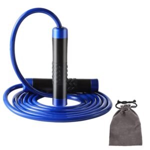 Blue Weighted Jump Rope for Workout Fitness – Thick 9mm Cable for Intense Fitness, Strength & Cardio Workout
